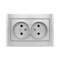 Розетка  2-м. СП "БРИЛЛИАНТ" 16А серебр.