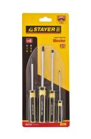 Набор STAYER отвертки МАСТЕР, Cr-V, SL 5, 6 PH №1, №2, 4 предмета