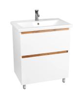 .Тумба напольная МАЛЬТА 700 белая/дуб вотан 2 ящика (под COMO70) VIANT