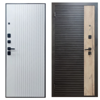 Дверь входная метал. ПРОМЕТ РОНА PP КОМБО 860 2050 R(Канадский дуб, Черный жемчуг Снег чёрный муар)