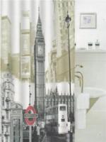 Штора для ванной 180 180см Башня бежевая,без колец  Zalel