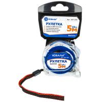 .Рулетка 5м 19мм прозрачный корпус (мех.стопор, 2-сторонняя шкала, белое матов. покрытие)    КОБАЛЬТ
