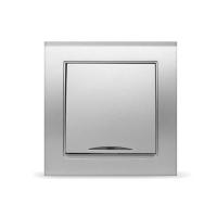 Выключатель 1-кл. СП  БРИЛЛИАНТ  10А с подсветкой серебр.