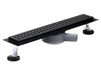 Трап линейный душевой SANTREK AQUA B-70600 BLACK нерж 70 600мм (горизонт вып 360 гр, ф40) (решет