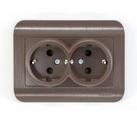 Розетка 2-м. СП LUXAR Deco с з/к шоколад с рифленой рамкой, 250В 16А (10.037.06)