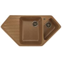 Мойка ML-GM25 2-х секц.угловая с отверстием под смеситель, терракотовая (307) 970 550 мм MIXLINE