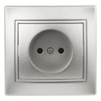 Розетка 2P, 16А-250В, IP20, СУ, Plano, алюминий1-201-03