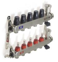 Коллектор группа НЕРЖ СТ 1"х 5 вых с расходомер+конц эл-ты (квадрат) TIM