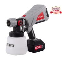 ,Краскопульт аккумуляторный АКП-20Li (20В,1АКБ 4Ач, ЗУ, 0,8л/мин, объем 1л, сопло 1/1.8/2.5) РЕСАНТА