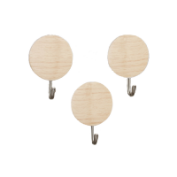 Набор крючков на липучке 3 шт  Деревянные круги  цвет светлое дерево 4587443