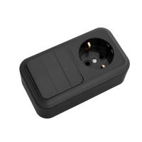 Блок ОП горизонтальный (3кл. выкл.+ розетка с з) черный Пралеска (3В-РЦ-531Ч)