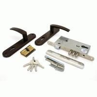 Замок врезной РЯЗАНЬ ЗВ 4-3 с ручками медный антик (78104)