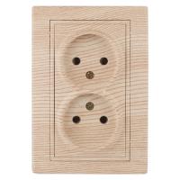 Розетка 2х2P, 16А-250В, IP20, СУ, Plano, сосна1-204-11