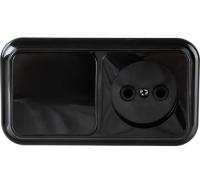 Блок ОП горизонтальный ( 1кл. выкл.+ розетка б з) черный Пралеска (В-РЦ-521Ч)