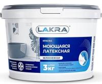 Краска латексная моющаяся Белая матовая 3 кг (Лакра)
