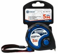Рулетка 5м 19мм двухком. корпус (тройной стопор, магн. крючок, матов.покрытие, толщ. 0,11мм)КОБАЛЬТ
