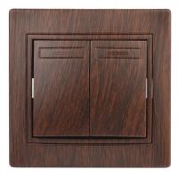 Выключатель двойной, 10А-250В, IP20, СУ, Plano, венге1-104-10