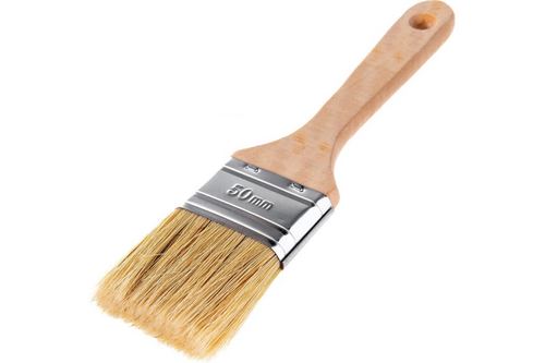 Кисть плоская 50 мм, светлая натуральная щетина, УТОЛЩЕННАЯ    Toolberg