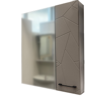 Зеркало-шкаф  ГЕОМЕТРИЯ 600  серая,черн. ручки  Милан