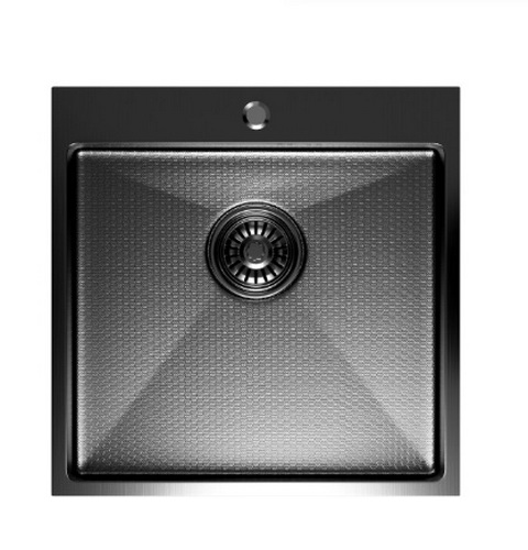 .Мойка настол.монтаж 50 50 (2,0) вып 3 1 2 MIXLINE PRO 200 мм с сифоном (черный графит НАНО декор)