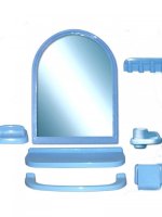 Набор для ванной комнаты с зеркалом арка голубая