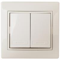 Выключатель двойной, 10А-250В, IP20, СУ, Plano, сл.кость1-104-02