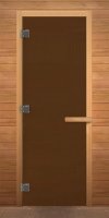 Дверь стеклянная (стекло бронза матовое 8 мм, 3 петли) 1900*700 коробка листва Doorwood