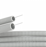 Труба гофрированная ПВХ 20 мм с протяжкой легкая серая DKC