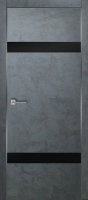 Дверь межкомнатная КАРДА П-4 700*2000 Бетон графит черн стекло, алюминиевая кромка