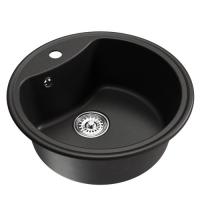.МОЙКA ML-GM09 КРУГЛАЯ, УЛЬТРА-ЧЕРНАЯ (344), 510 ММ (ГЛУБ. ЧАШИ 190) NEW