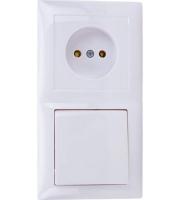 Блок комб. СП (1кл. выкл + розетка б з) СЕЛЕНА БКВР-408 Кунцево