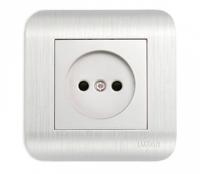 Розетка 1-м. СУ LUXAR Deco без з к серебро с рифленой рамкой, 250В 16А (10.020.03)