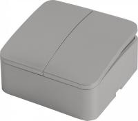 Выключатель 2-кл. ОП STEKKER София 250В, 10А, IP20, серебро, MSW10-20-03