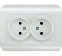 Розетка 2-м. СП LUXAR Deco без з/к белая с рифленой рамкой, 250В 16А (10.035.01)