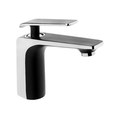 Смеситель для умывальника с гайкой, А90123F (черный + хром) Accoona