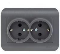 Розетка 2-м. СП LUXAR Deco с з к венге с рифленой рамкой, 250В 16А (10.037.02)