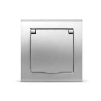 Розетка  1-м. СП  БРИЛЛИАНТ  16А с з с крышкой серебр.