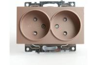 Розетка 2-м. СП STEKKER Катрин мех. 10А с защитной шторкой, шампань GLS10-7113-02 39597