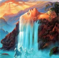 Штора для ванной 180 180см Девушка-водопад,без колец  Zalel