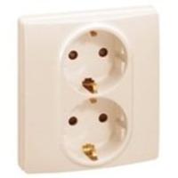 Розетка 2м СП ETIKA с заземл. винт в сборе  слон. кость 672323