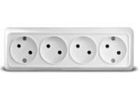 Розетка 4-м ОП б/з белый 10А, 250В, TANGO