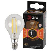 Лампа F-LED P45-11w-827-E14 ЭРА (филамент, шар, 11Вт, тепл, E14)