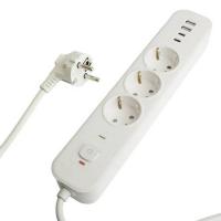 Сетевой фильтр STEKKER 3-местный с/з 3x1мм2, 250В, 16А, 2 uSB-A+2 Type-C HM21-31-02