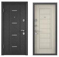 Дверь стальная  ТОРЭКС  DELTA-М10 COMBO 860 2050 левая (Черный шелк DL-1,ПВХ Бел.пер CК65-S,маг.упл)