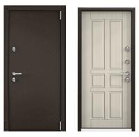 Дверь стальная  ТОРЭКС  SNEGIR 55MP 880 2050 правая (Букле коричневый , ПВХ Белый перламут S55-NC-4)