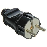 Вилка прямая евро с/з черная 16А 250В А1010