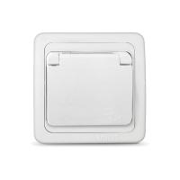 Розетка  1-м. СП "ВАЛЕРИ" 16А с\з бел.(В0029) с крышкой