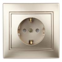 Розетка 2P+E Schuko, 16А-250В, IP20, СУ, Plano, шампань1-202-04