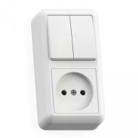 Блок Оптима БКВР-404  о у белый (2-кл. выкл. 10А + розетка без з к 16А)