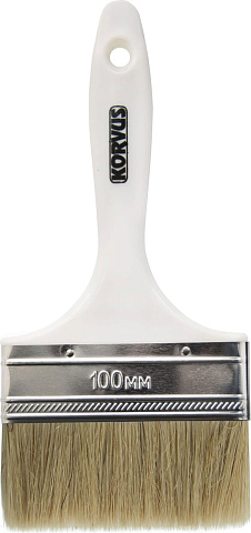 Кисть плоская Хобби 100 мм, натуральная щетина, пласт. рукоятка   KORVUS